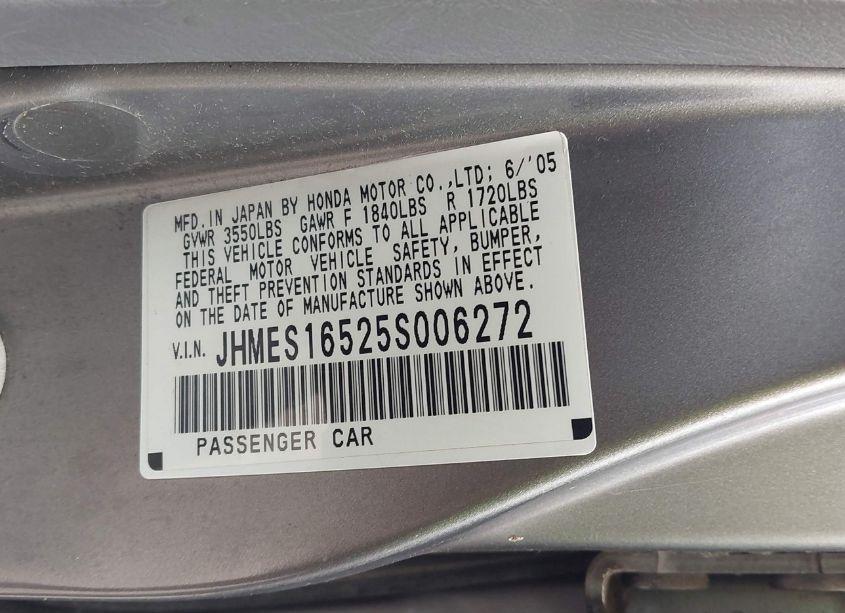 Photo 9 of 2005 Honda Civic LX (VIN JHMES16525S006272)