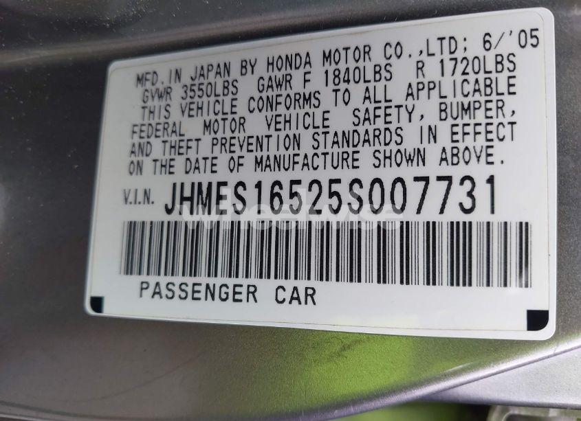 Photo 9 of 2005 Honda Civic LX (VIN JHMES16525S007731)