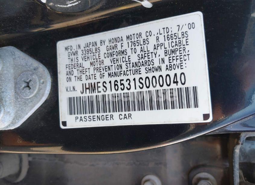 Photo 9 of 2001 Honda Civic LX (VIN JHMES16531S000040)