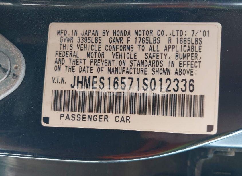 Photo 9 of 2001 Honda Civic LX (VIN JHMES16571S012336)