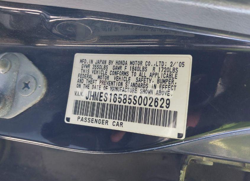 Photo 9 of 2005 Honda Civic LX (VIN JHMES16585S002629)