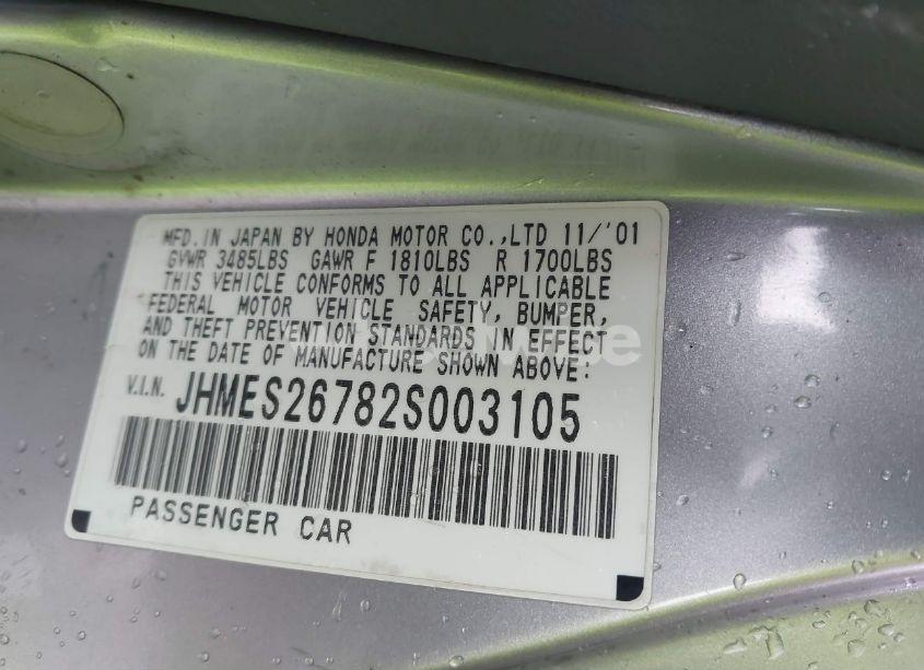 Photo 9 of 2002 Honda Civic EX (VIN JHMES26782S003105)