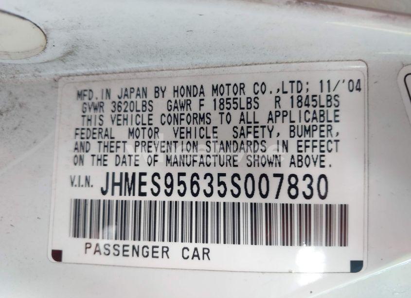 Photo 9 of 2005 Honda Civic HYBRID (VIN JHMES95635S007830)