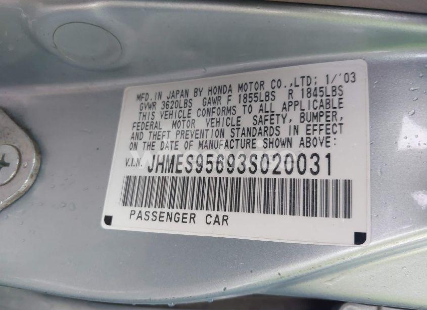 Photo 9 of 2003 Honda Civic HYBRID (VIN JHMES95693S020031)