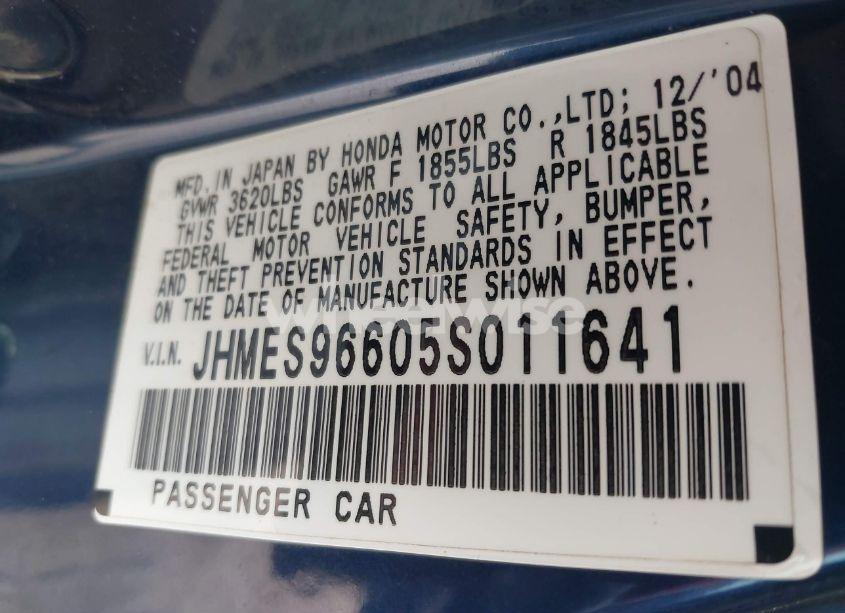 Photo 9 of 2005 Honda Civic HYBRID (VIN JHMES96605S011641)