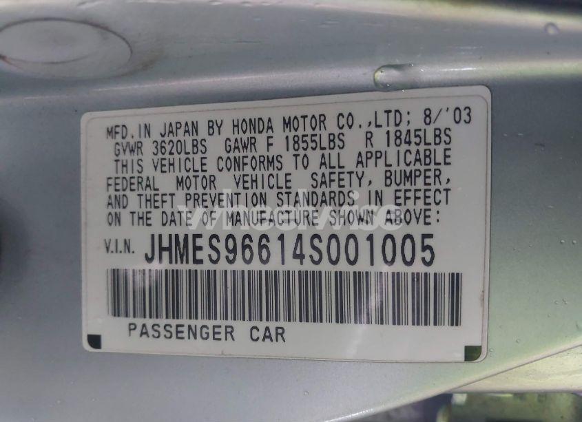 Photo 9 of 2004 Honda Civic HYBRID (VIN JHMES96614S001005)