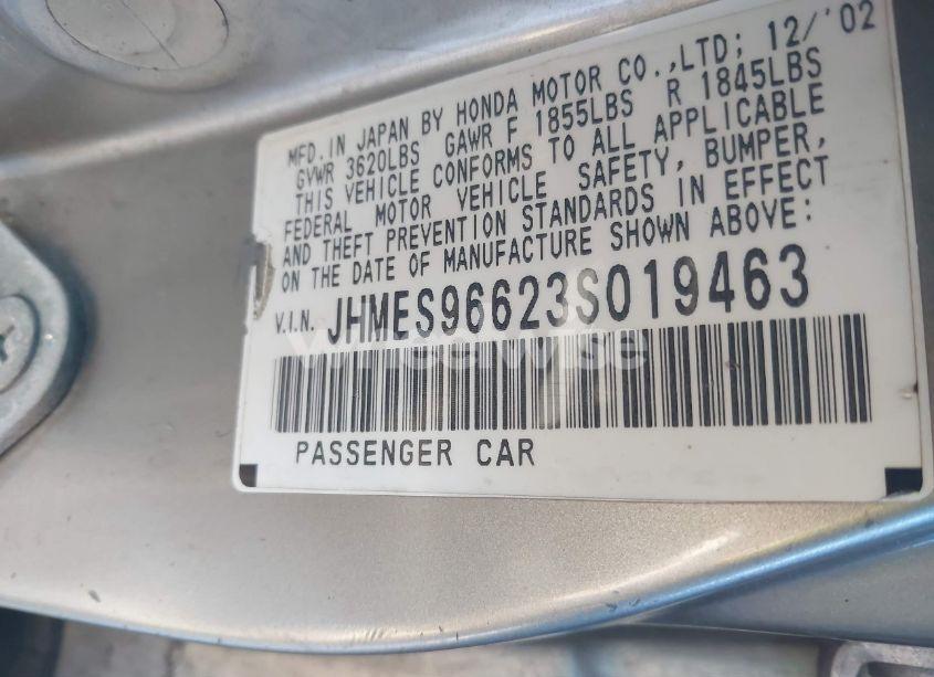 Photo 9 of 2003 Honda Civic HYBRID (VIN JHMES96623S019463)