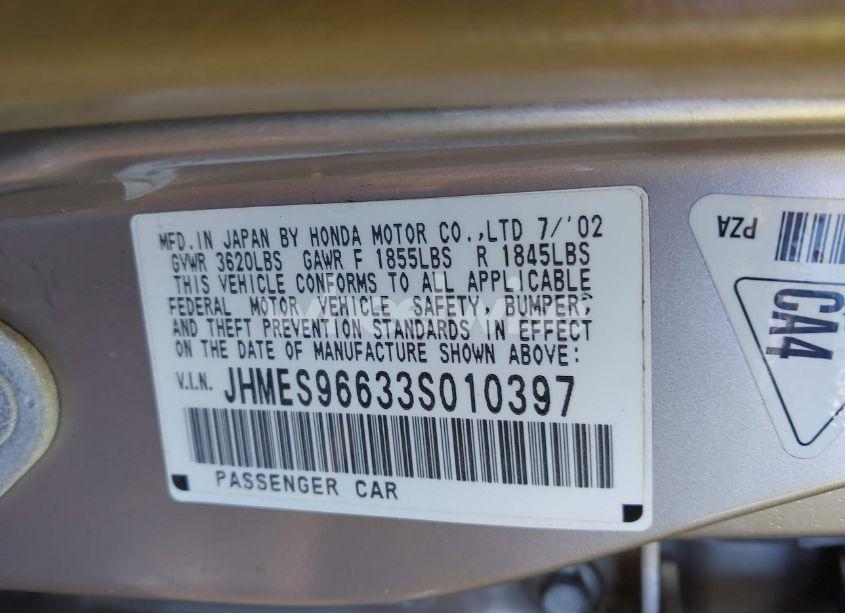Photo 9 of 2003 Honda Civic HYBRID (VIN JHMES96633S010397)
