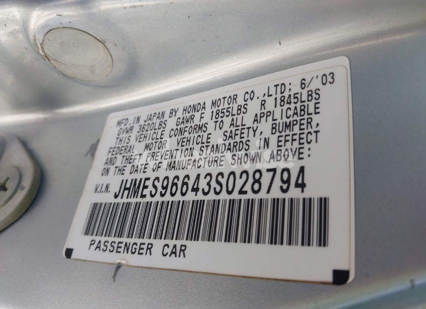 Photo 9 of 2003 Honda Civic HYBRID (VIN JHMES96643S028794)