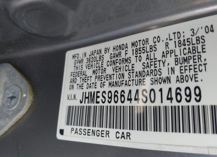 Photo 9 of 2004 Honda Civic HYBRID (VIN JHMES96644S014699)