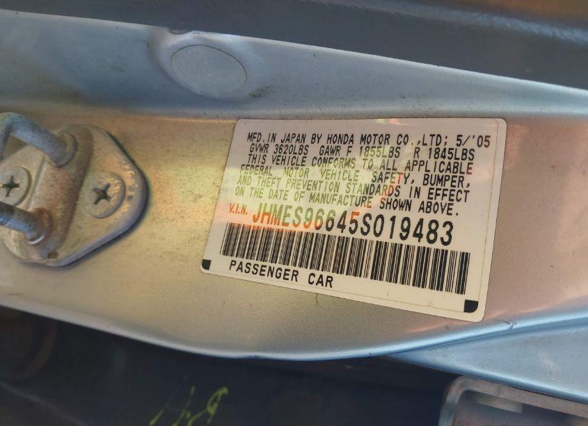 Photo 9 of 2005 Honda Civic HYBRID (VIN JHMES96645S019483)