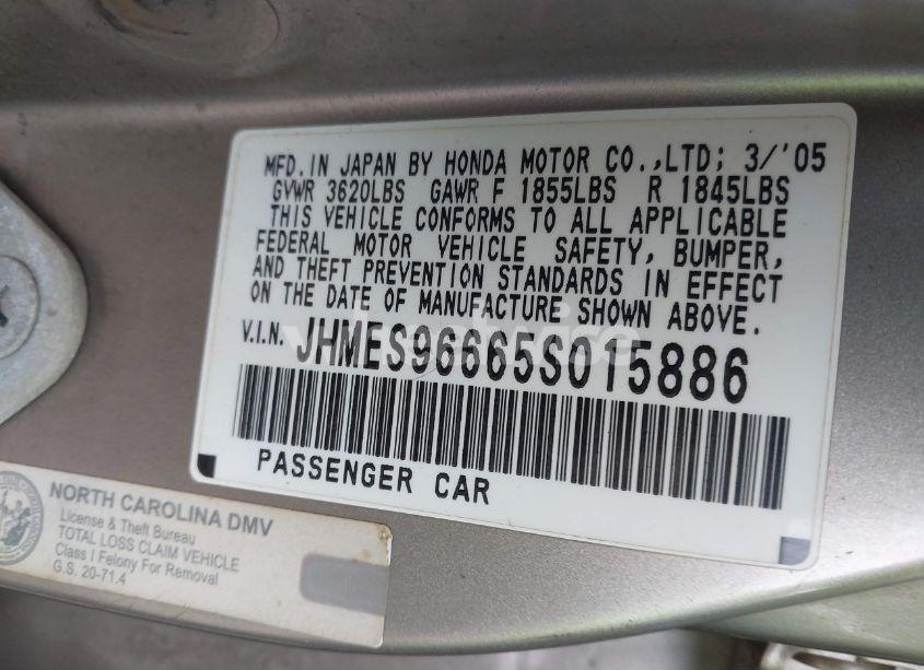 Photo 9 of 2005 Honda Civic HYBRID (VIN JHMES96665S015886)