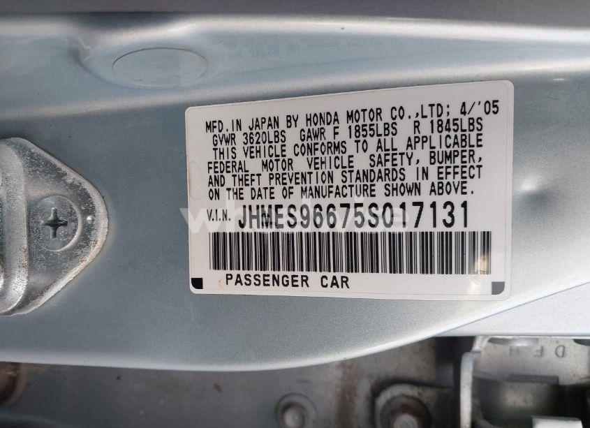 Photo 9 of 2005 Honda Civic HYBRID (VIN JHMES96675S017131)