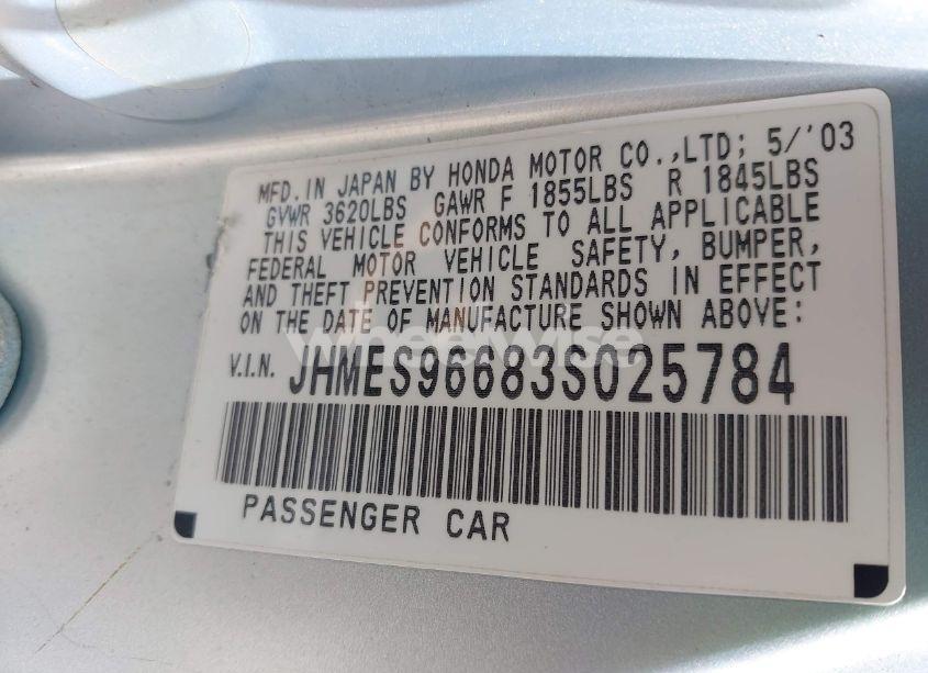 Photo 9 of 2003 Honda Civic HYBRID (VIN JHMES96683S025784)