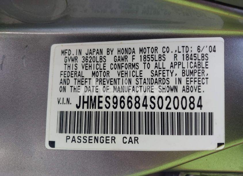Photo 9 of 2004 Honda Civic HYBRID (VIN JHMES96684S020084)
