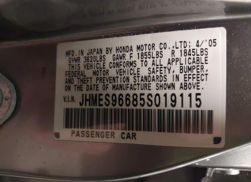 Photo 9 of 2005 Honda Civic HYBRID (VIN JHMES96685S019115)