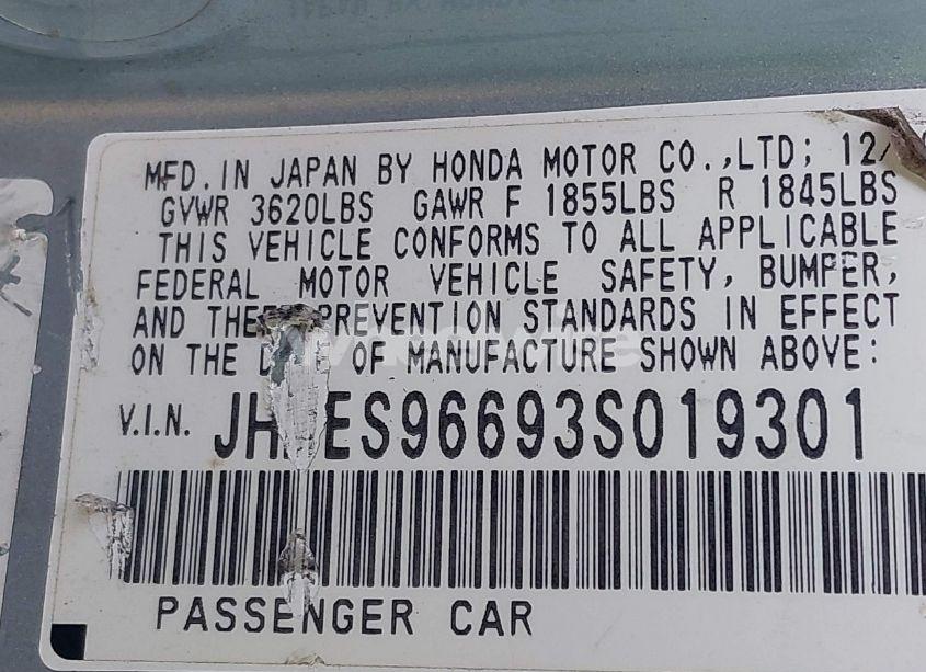 Photo 9 of 2003 Honda Civic HYBRID (VIN JHMES96693S019301)