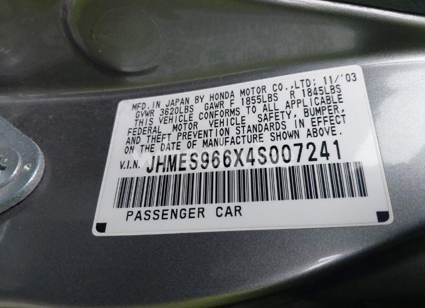 Photo 9 of 2004 Honda Civic HYBRID (VIN JHMES966X4S007241)