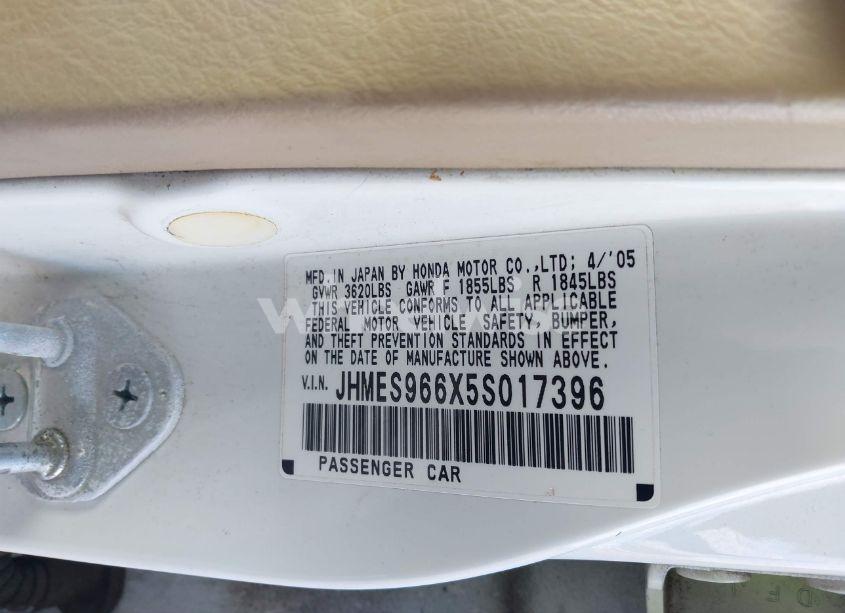 Photo 9 of 2005 Honda Civic HYBRID (VIN JHMES966X5S017396)