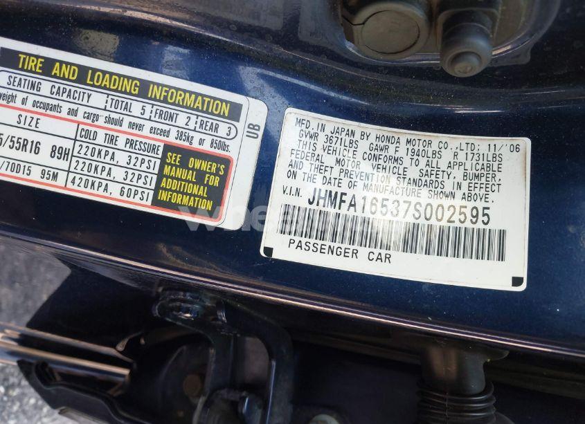 Photo 9 of 2007 Honda Civic LX (VIN JHMFA16537S002595)