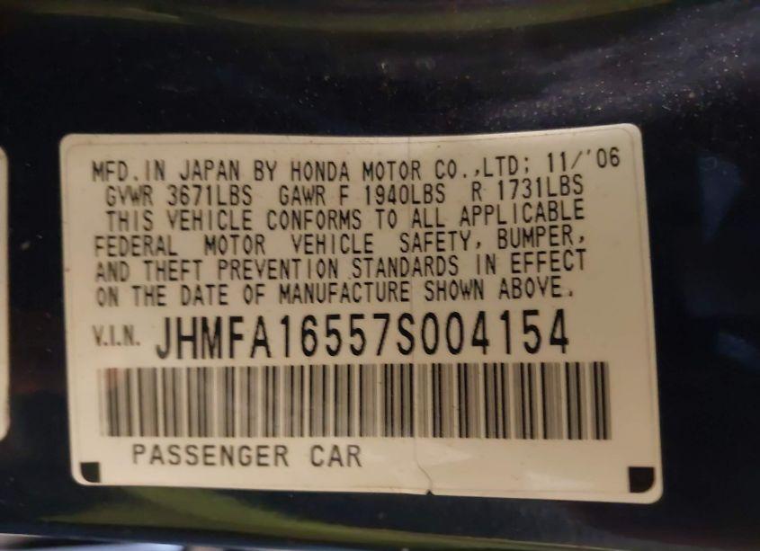 Photo 9 of 2007 Honda Civic LX (VIN JHMFA16557S004154)