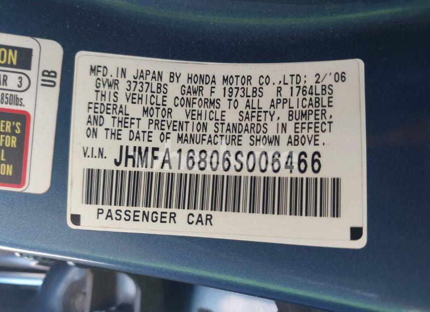 Photo 9 of 2006 Honda Civic EX (VIN JHMFA16806S006466)