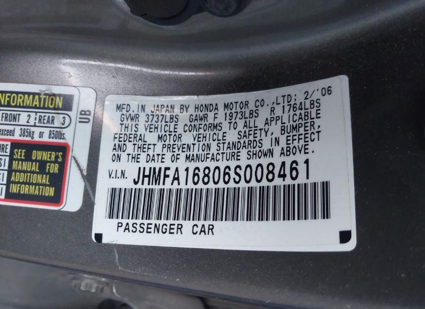 Photo 9 of 2006 Honda Civic EX (VIN JHMFA16806S008461)