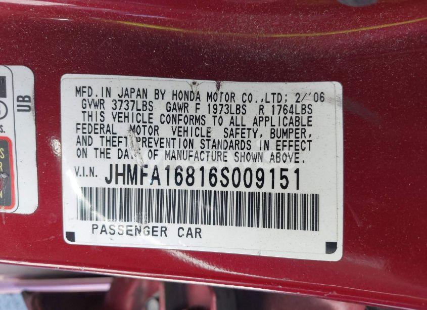 Photo 9 of 2006 Honda Civic EX (VIN JHMFA16816S009151)