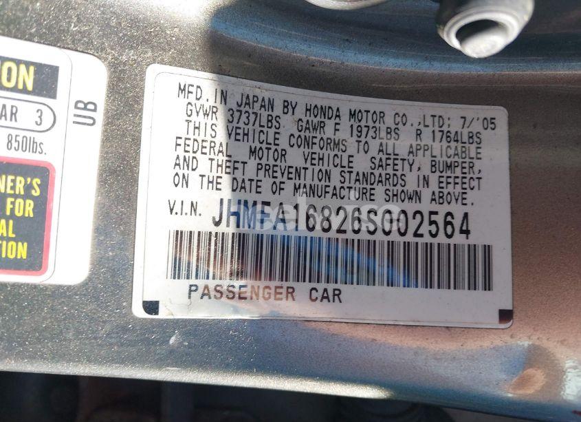 Photo 9 of 2006 Honda Civic EX (VIN JHMFA16826S002564)