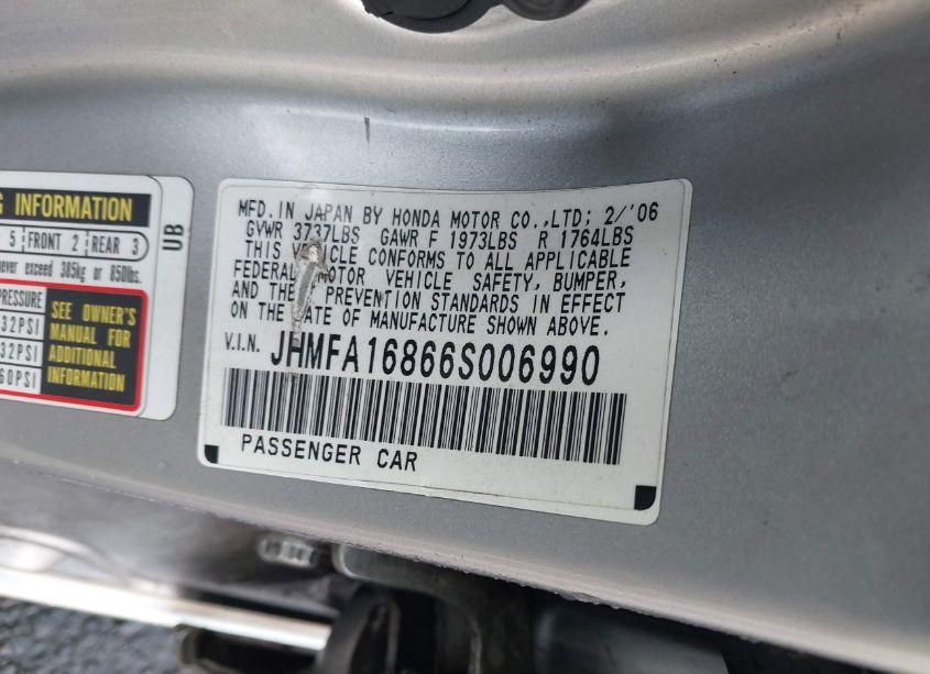 Photo 9 of 2006 Honda Civic EX (VIN JHMFA16866S006990)