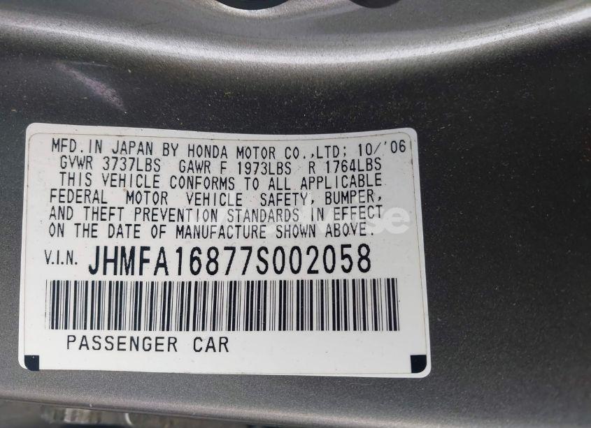 Photo 9 of 2007 Honda Civic EX (VIN JHMFA16877S002058)