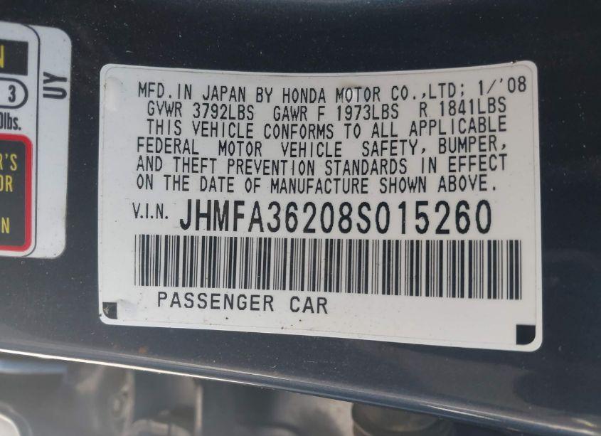 Photo 9 of 2008 Honda Civic HYBRID (VIN JHMFA36208S015260)