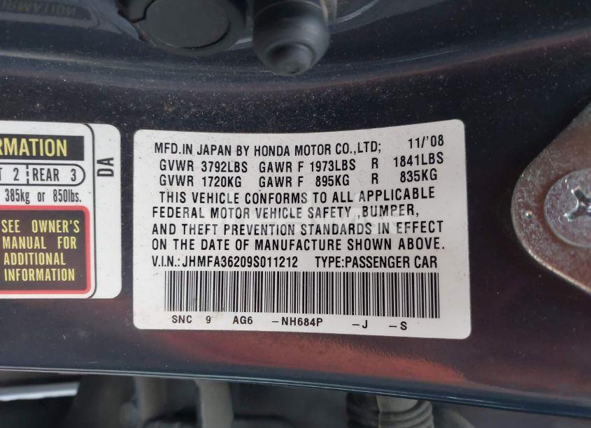 Photo 9 of 2009 Honda Civic HYBRID (VIN JHMFA36209S011212)