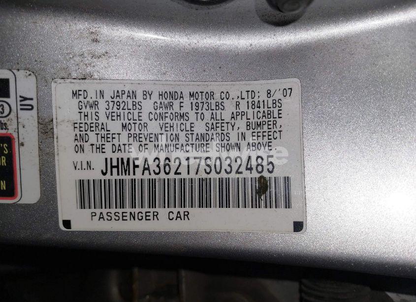 Photo 9 of 2007 Honda Civic HYBRID (VIN JHMFA36217S032485)