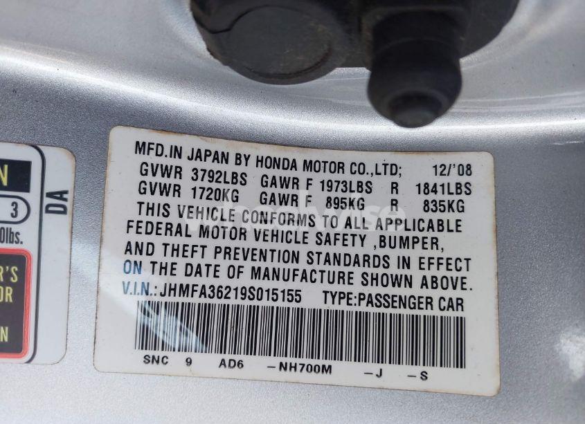 Photo 9 of 2009 Honda Civic HYBRID (VIN JHMFA36219S015155)
