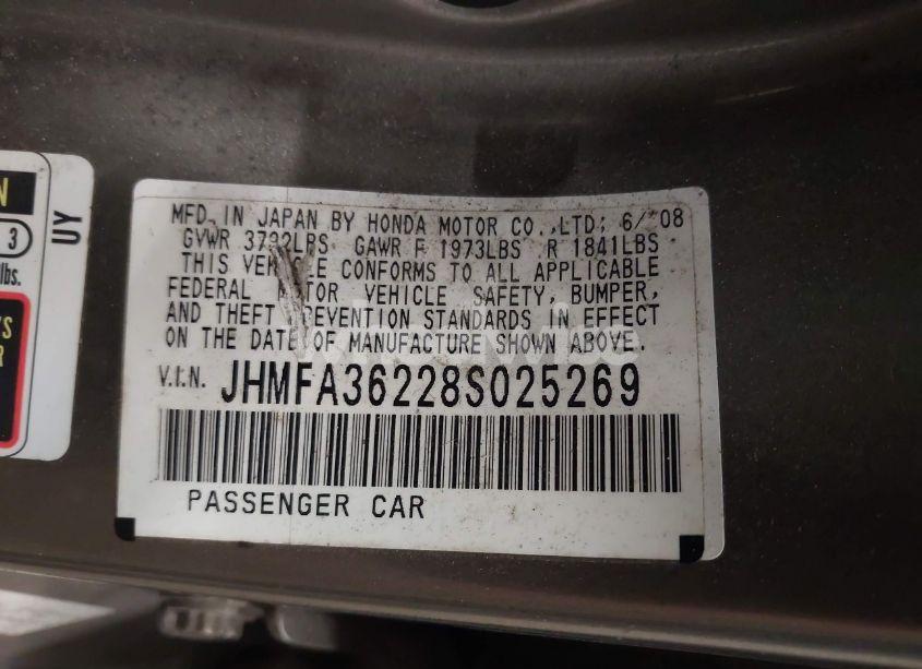 Photo 9 of 2008 Honda Civic HYBRID (VIN JHMFA36228S025269)