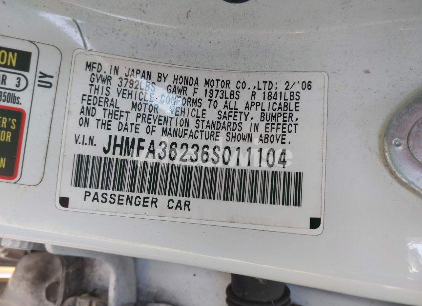 Photo 9 of 2006 Honda Civic HYBRID (VIN JHMFA36236S011104)