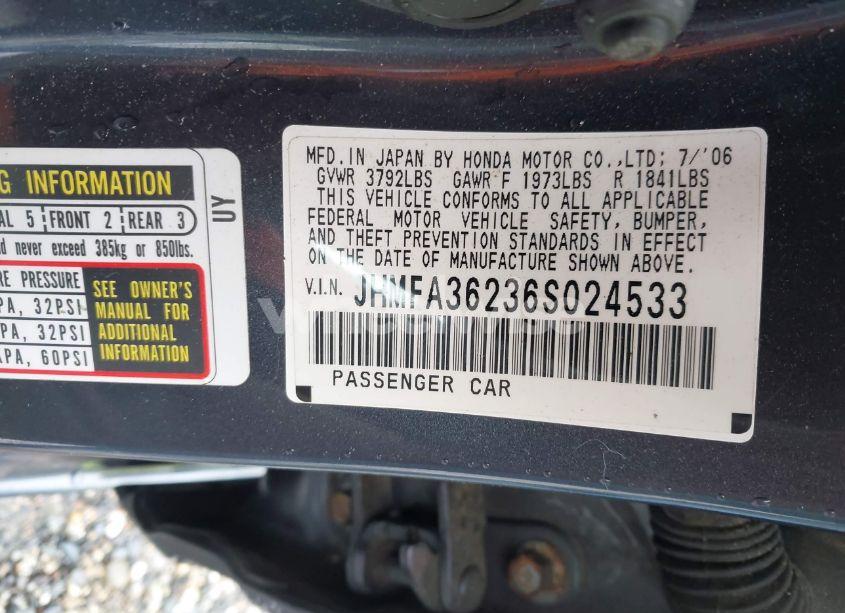 Photo 9 of 2006 Honda Civic HYBRID (VIN JHMFA36236S024533)