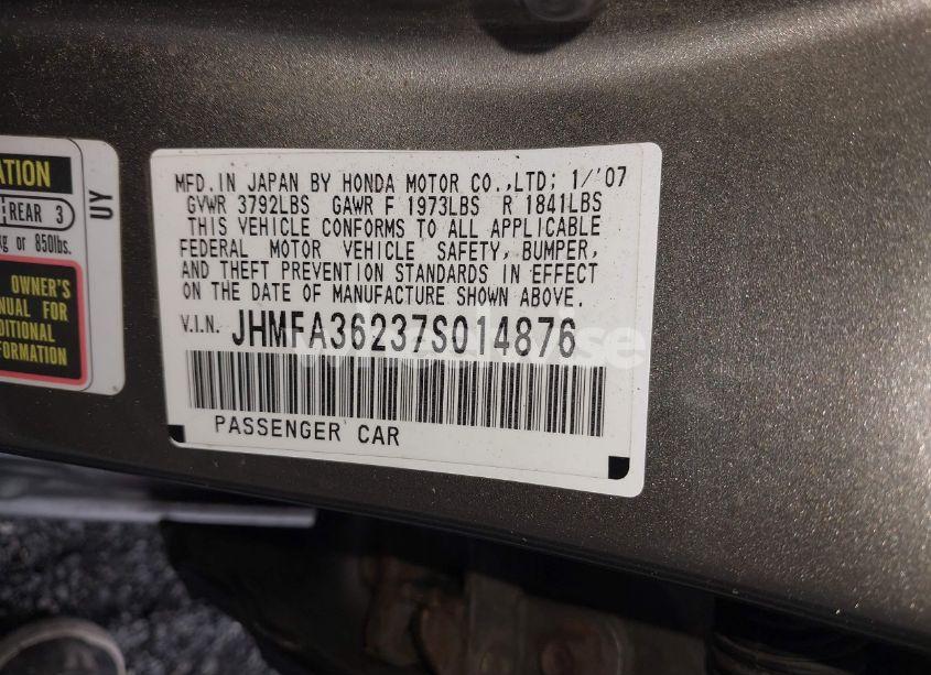 Photo 9 of 2007 Honda Civic HYBRID (VIN JHMFA36237S014876)
