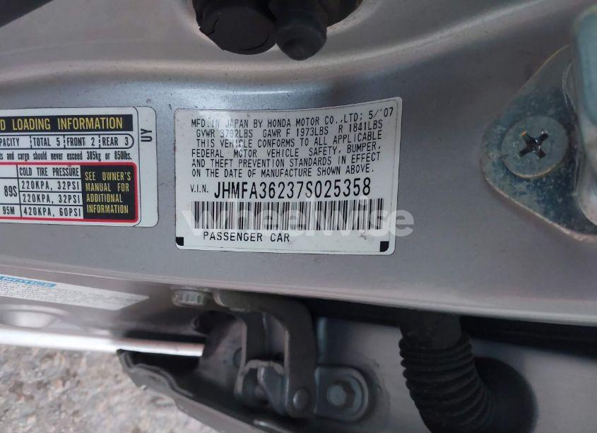 Photo 9 of 2007 Honda Civic HYBRID (VIN JHMFA36237S025358)