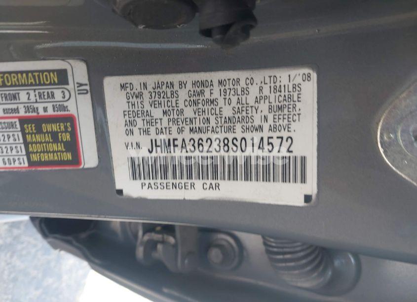 Photo 9 of 2008 Honda Civic HYBRID (VIN JHMFA36238S014572)