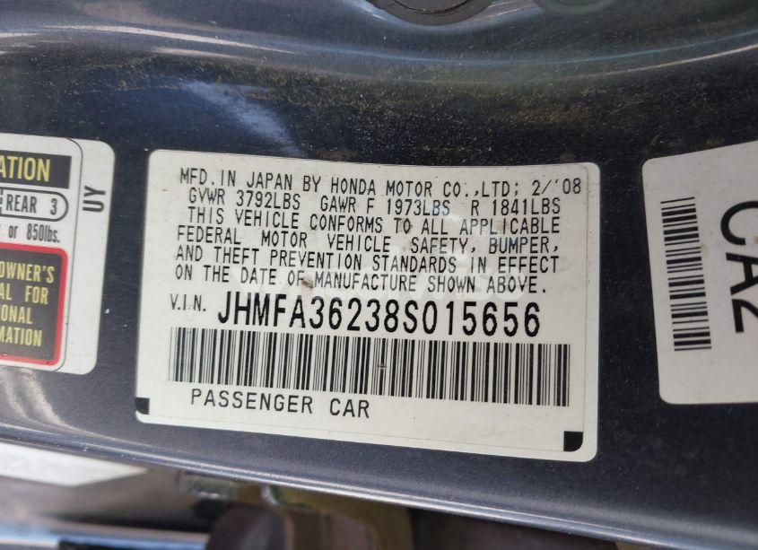 Photo 9 of 2008 Honda Civic HYBRID (VIN JHMFA36238S015656)