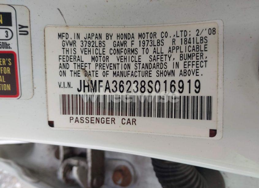 Photo 9 of 2008 Honda Civic HYBRID (VIN JHMFA36238S016919)