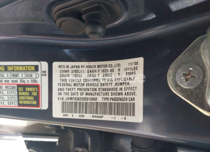 Photo 9 of 2009 Honda Civic HYBRID (VIN JHMFA36239S010992)