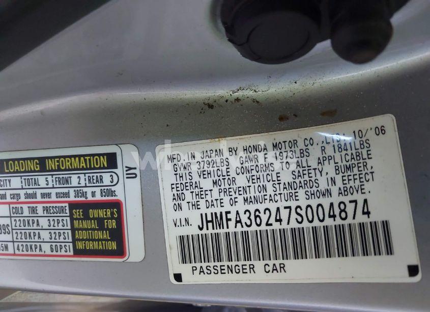 Photo 9 of 2007 Honda Civic HYBRID (VIN JHMFA36247S004874)