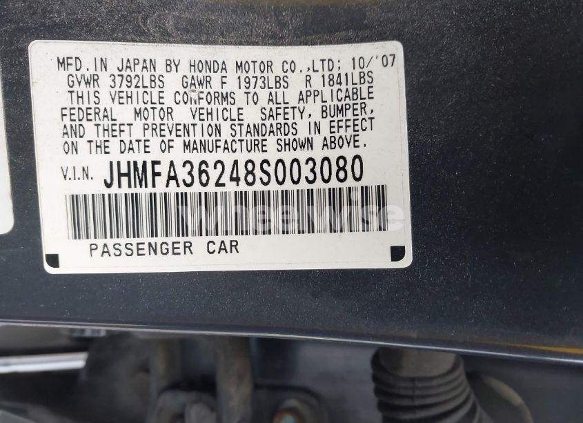 Photo 9 of 2008 Honda Civic HYBRID (VIN JHMFA36248S003080)
