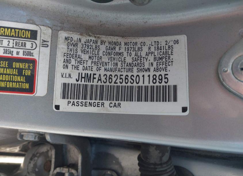 Photo 9 of 2006 Honda Civic HYBRID (VIN JHMFA36256S011895)