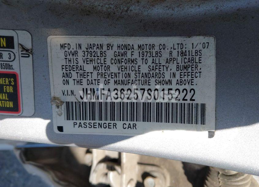 Photo 9 of 2007 Honda Civic HYBRID (VIN JHMFA36257S015222)