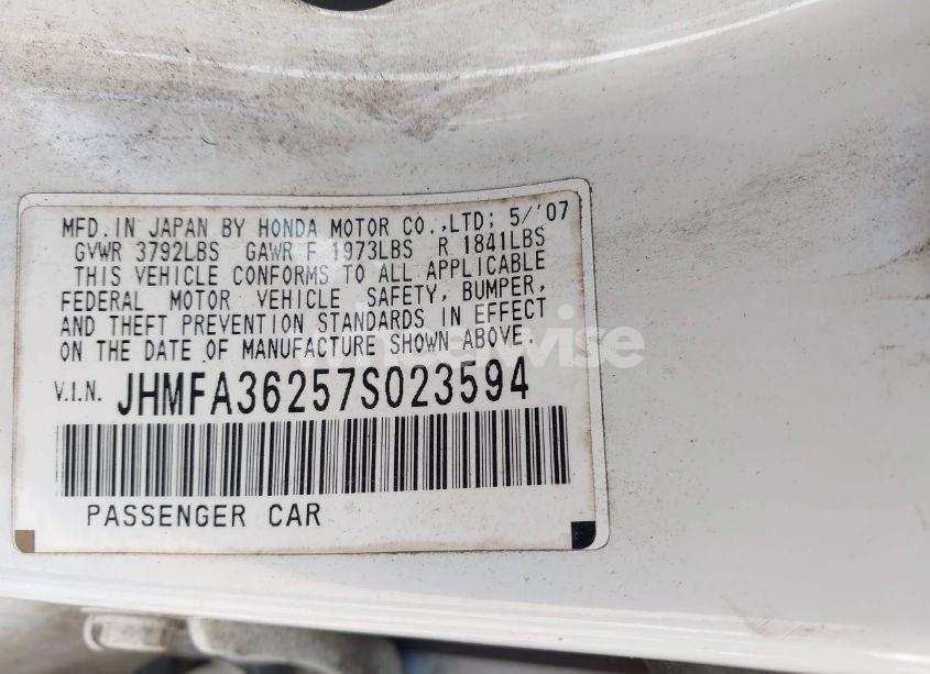 Photo 9 of 2007 Honda Civic HYBRID (VIN JHMFA36257S023594)