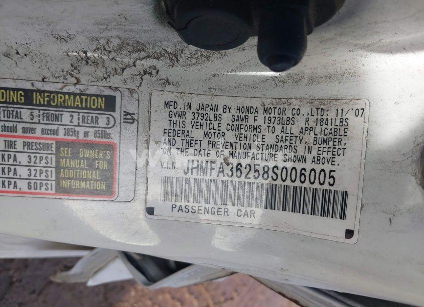 Photo 9 of 2008 Honda Civic HYBRID (VIN JHMFA36258S006005)